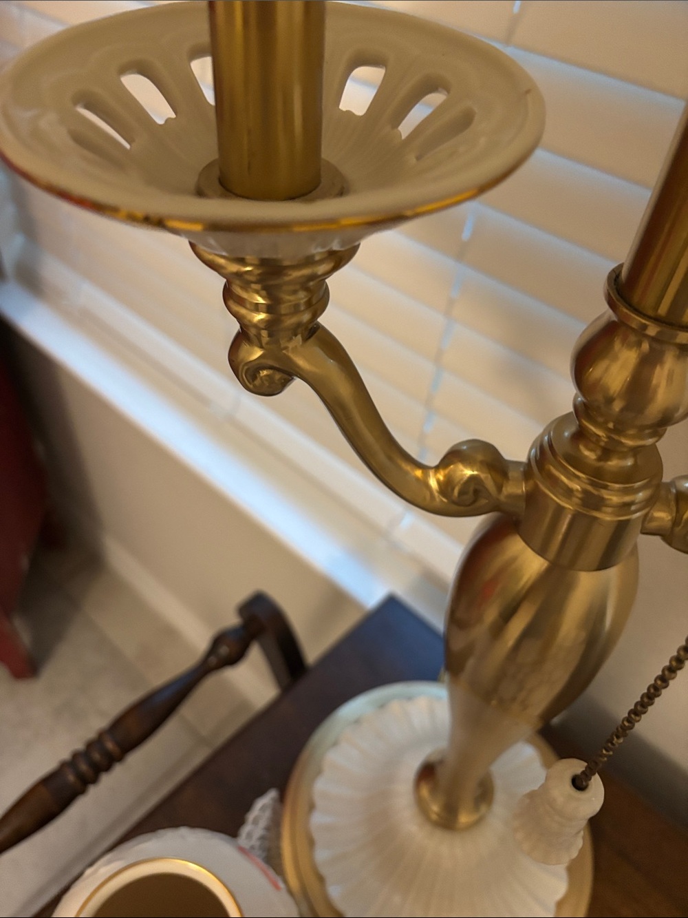 Lenox Table Lamp with Cream Shade and vase to match - Picture 3 of 7